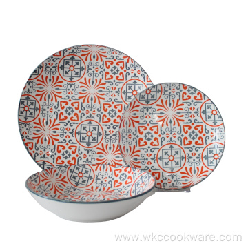 2022New Design Color Glazed Pad Printing Dinnerware Sets